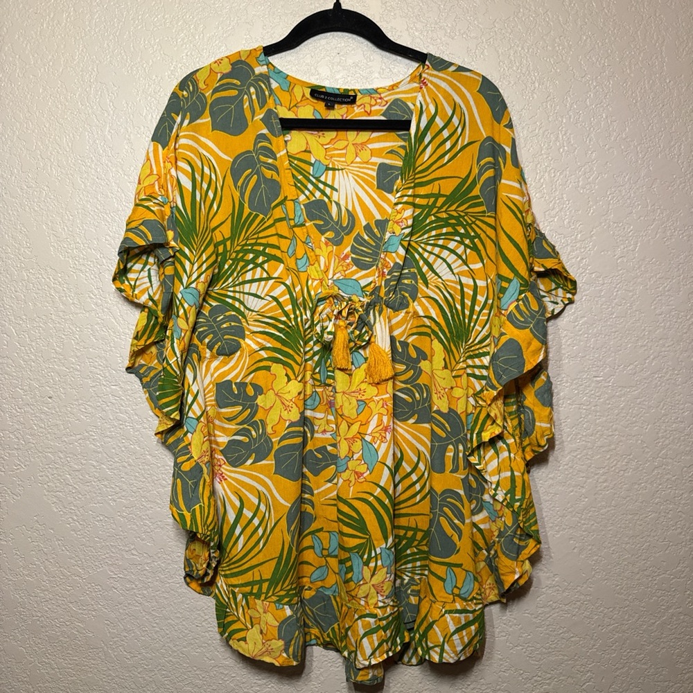 Vibrant Yellow and Green Tropical Women's Tunic